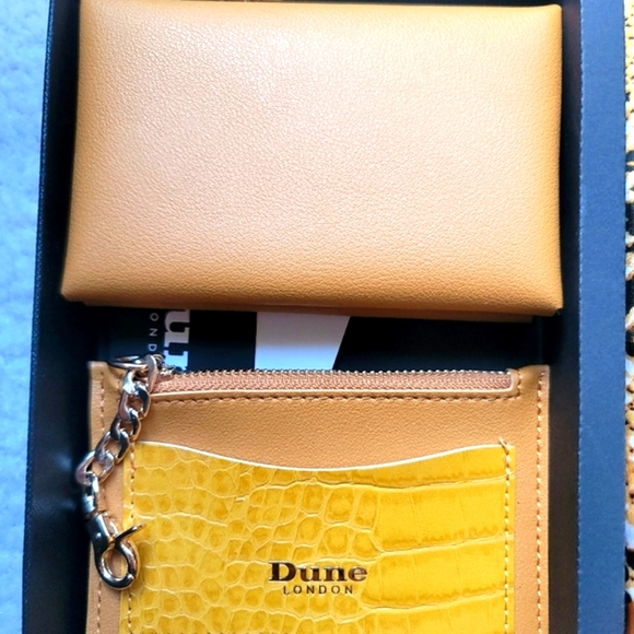 NWT Dune London Sartell Mustard Snake Card Holder Coin Purse Scarf Set - Picture 3 of 11